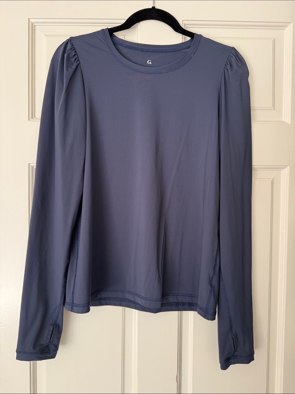 G Label - Women's Long Sleeve Crew Neck Top - Slate Blue